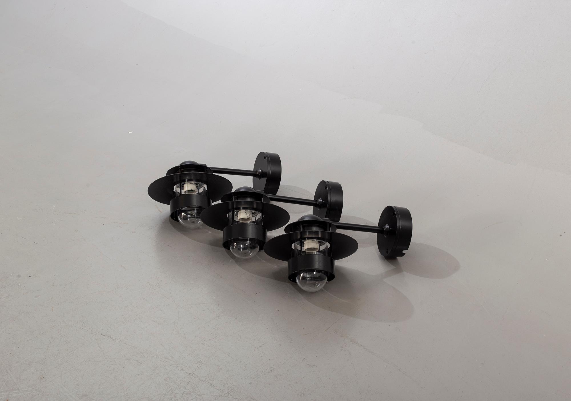 JENS MØLLER-JENSEN, three wall lamps for out doors, "Albertslund", Louis Poulsen.