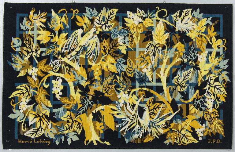 A wallhanging, machine-made, ca 99 x 157 cm, signed Hervé Lelong, J.F.D.