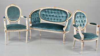 STITTGRUPP, 5 delar, gustaviansk stil, omkring 1900-talets mitt.