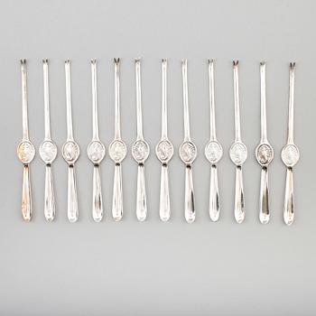 SKALDJURSBESTICK, 12 st, nysilver, Sheffield, England, 1900-talets mitt.