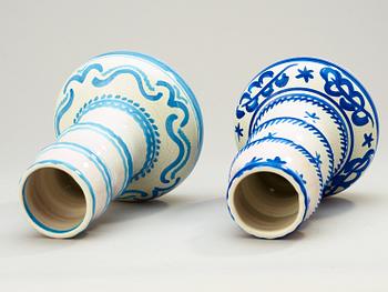 Two Wilhelm Kåge faience table lamps, Gustavsberg 1918.