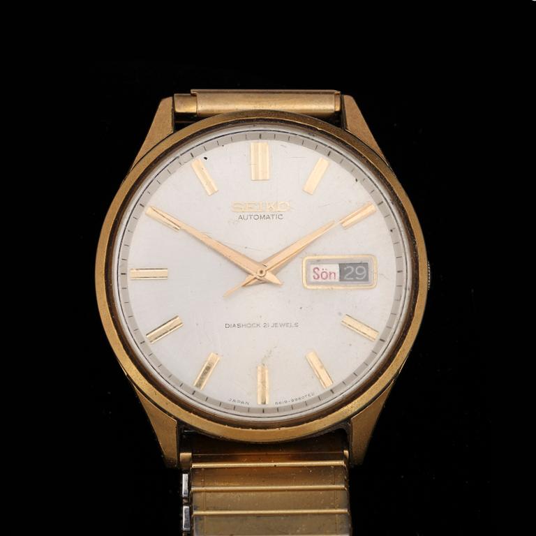 ARMBANDSUR, herr, 3st, stål och doublé Omega och Seiko, 1950-70-tal.