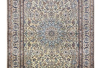 A Nain carpet, part silk, 6 laa, c. 283 x 180 cm.