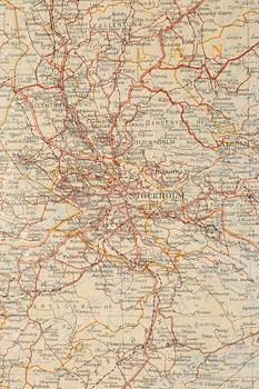 KARTA, Generalstabens litografiska Anstalt. "Stockholms och Uppsala län", 1947.