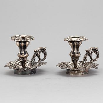 LJUSSTAKAR, ett par, silver, Christian Brockman, Karlstad, 1877.