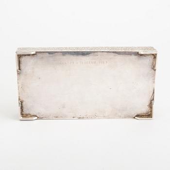 A SILVER BOX ISFAHAN, BOUGHT IN TEHERAN 1947, SILVER MARKS.