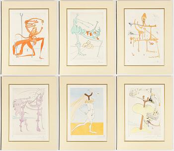 Salvador Dalí, "Quevedos visioner", portfölj med 6 torrnålsgravyrer.