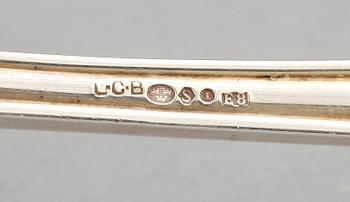 PARTI BESTICK, 17 stycken, silver, L C Bökman, Stockholm, 1931.