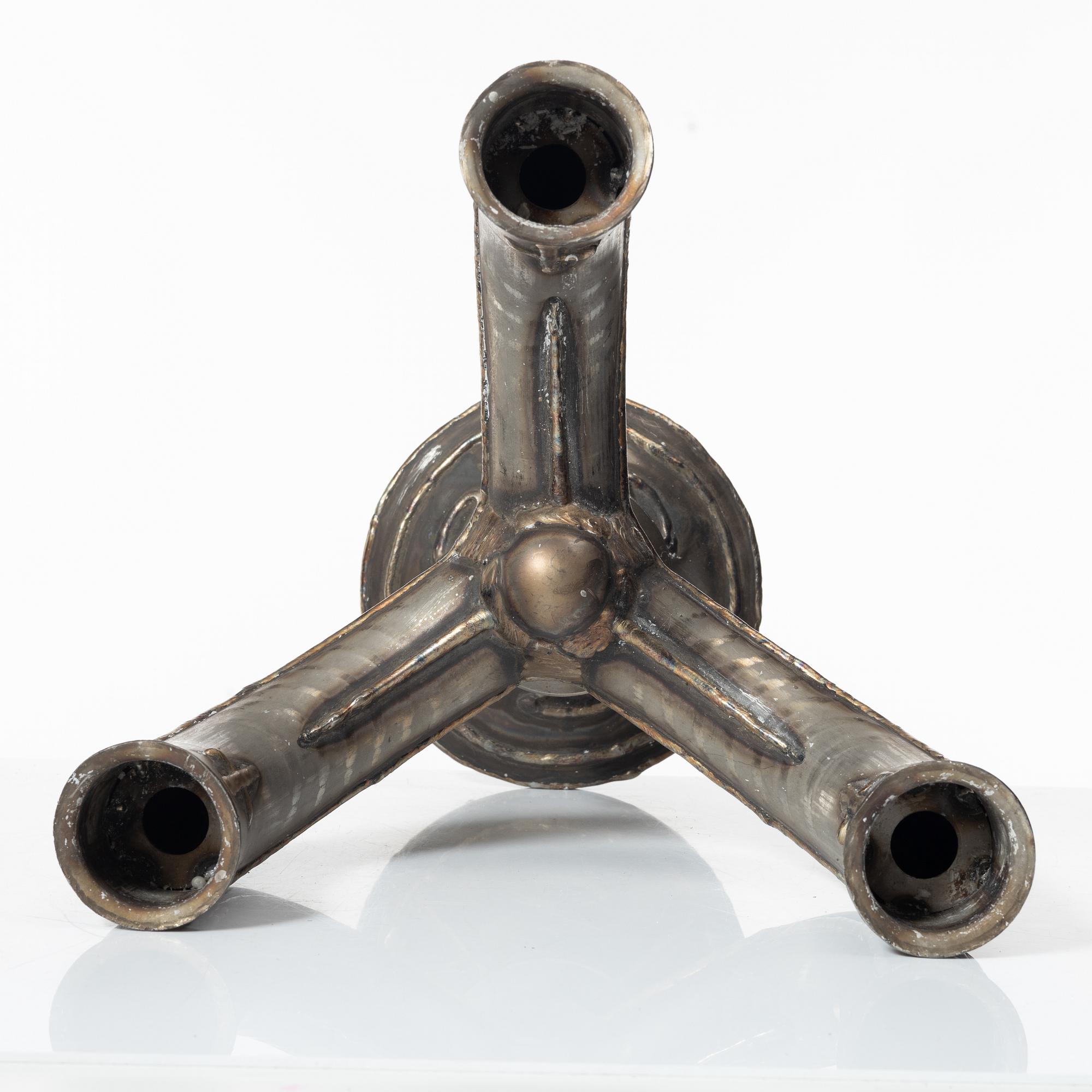 Allan Ebeling, candelabrum for three candles, wrought iron, Torshälla 1964.