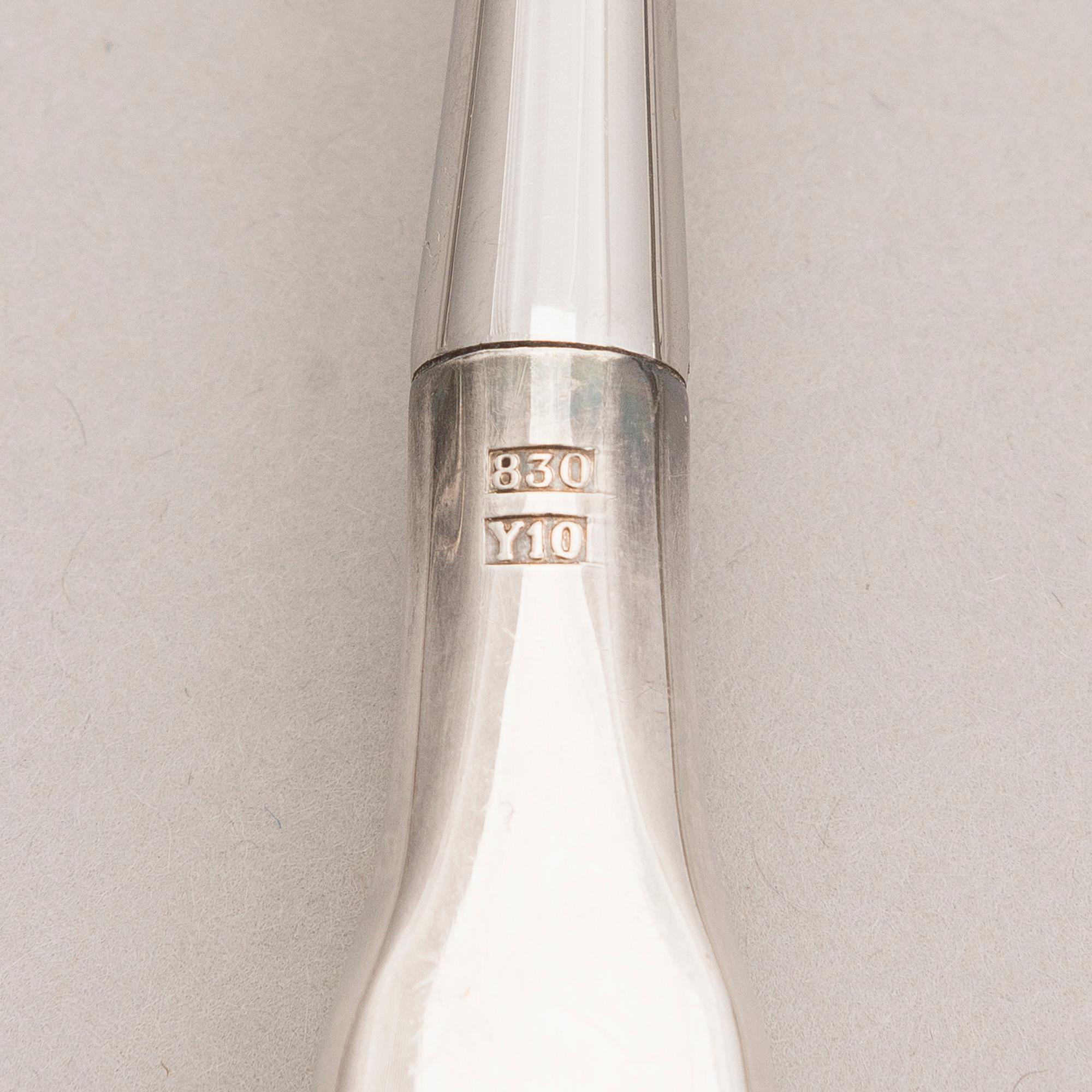 A 30-piece set of 'Torne River Valley' silver cutlery with engraved floral decoration, Sweden 1976-97.