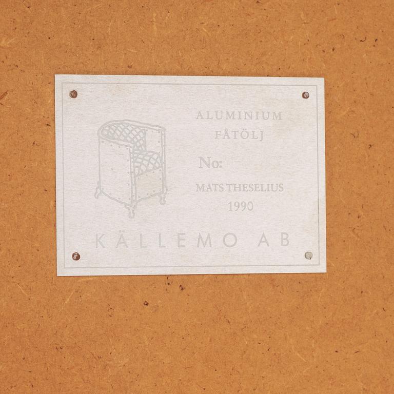 A Mats Theselius aluminium and leather armchair, Värnamo ca 1990.
