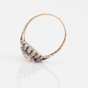 RING med rosenslipade diamanter. Troligen sent 1700-tal.