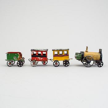 A tinplate train set by E.F. Lefevre, France, ca 1877-1885.