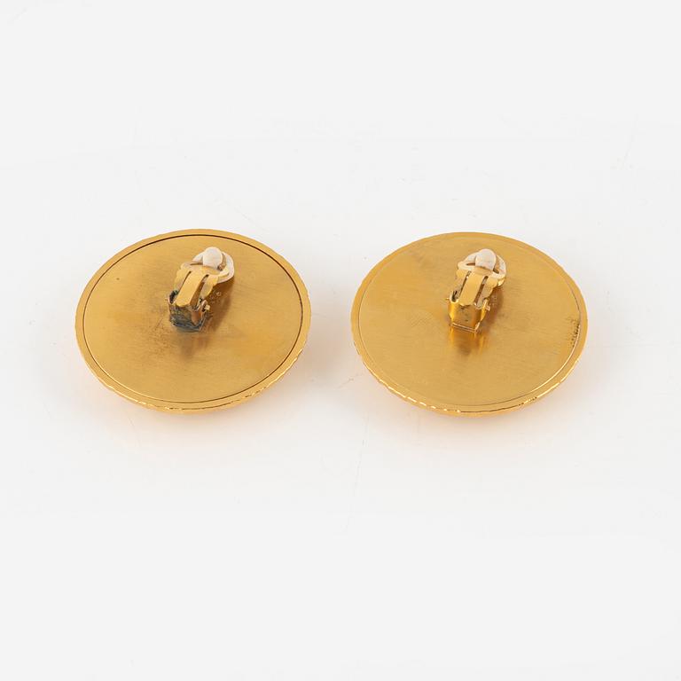 Chanel, a pair of gold tone clip-on earrings, 1990-1992.