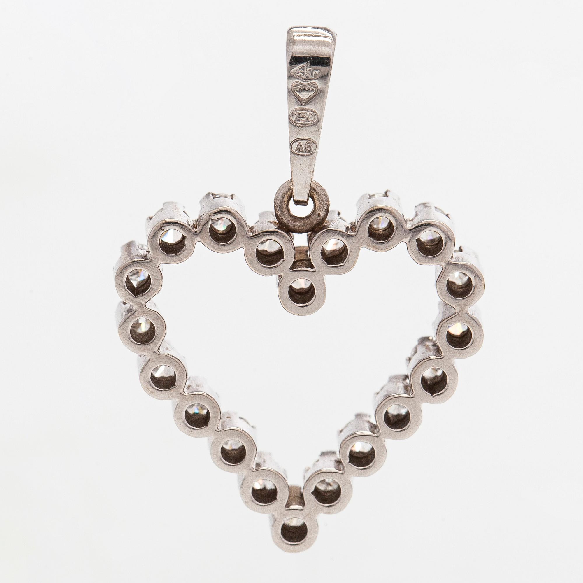 A. Tillander, hänge, hjärta, 18K guld och diamanter.