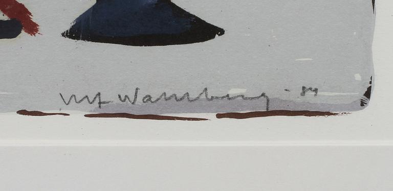 ULF WAHLBERG, färglitografi med gouache, sign o dat -84.