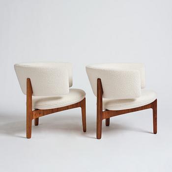 Sven Ellekær, a pair of easy chairs and one ottoman, Chr. Linneberg Møbelfabrik, Denmark, 1960s.