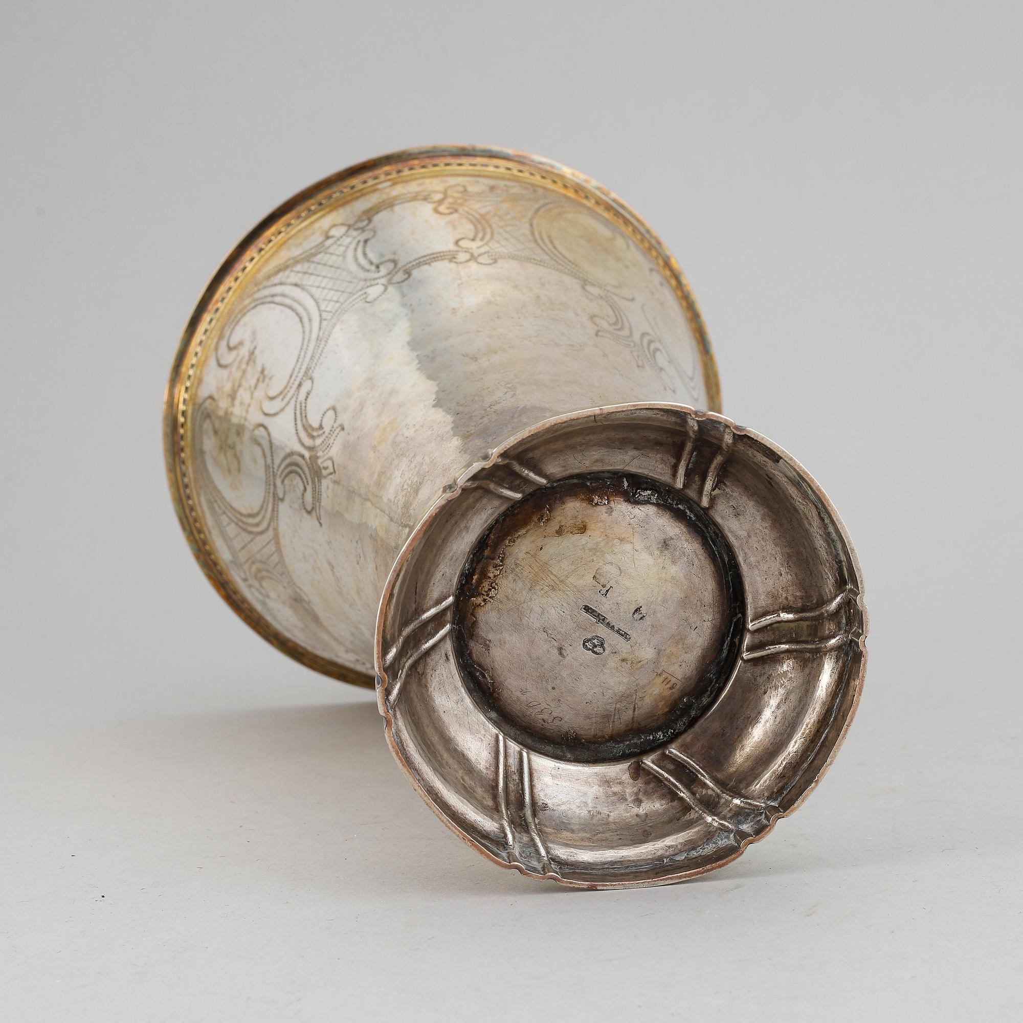 A swedish parcel-gilt silver beaker, mark of Stephan Westerstråhle, Stockholm (1789-1812).