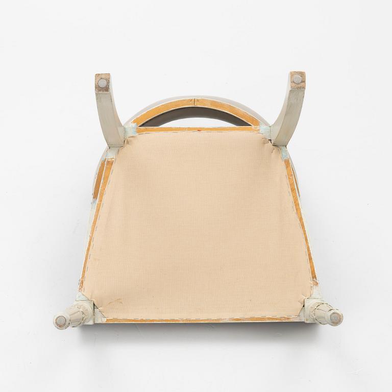 A late Gustavian style armchair, late 20th Century.