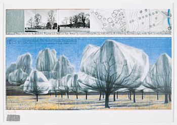 an offset print by Christo & Jeanne-Claude, with a textile application, signed.