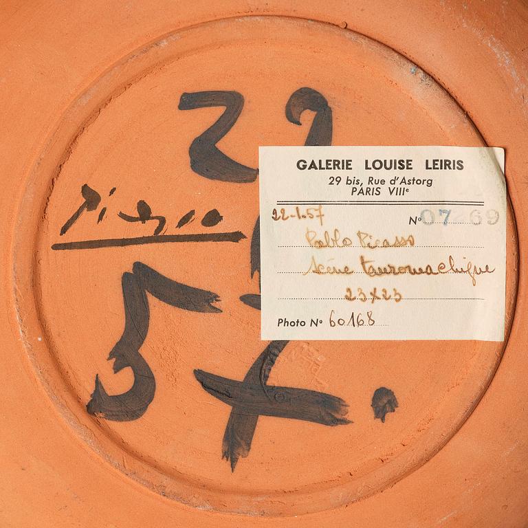 Pablo Picasso, a unique earthenware dish, "Scène tauromachique", Madoura, Vallauris, France, 1957.