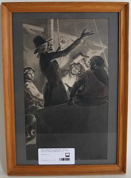 LOUIS MOE, tillskrivna, tuschlaveringar, ett par. Illustrationer ur "Jacob Ärlig" av Frederick Marryatt.