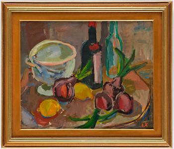 Erling Ärlingsson, "Nature morte" (Terrin, flaskor, lökar, citroner).