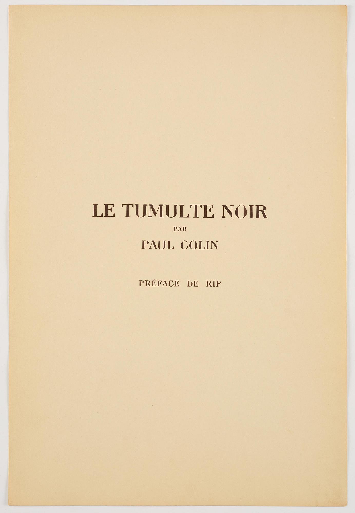 Paul Colin, "Le Tumulte Noir".
