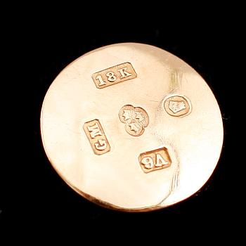 SKJORTKNAPPAR, 3 st, 18 k guld, X8. Vikt ca 2 g.