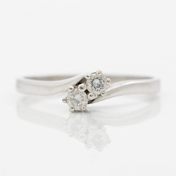 Ring, syskonring, 18K vitguld med briljantslipade diamanter.