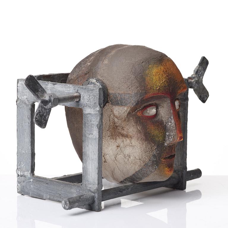 Bertil Vallien, a unique sand cast glass sculpture of a head, Kosta Boda, Sweden.