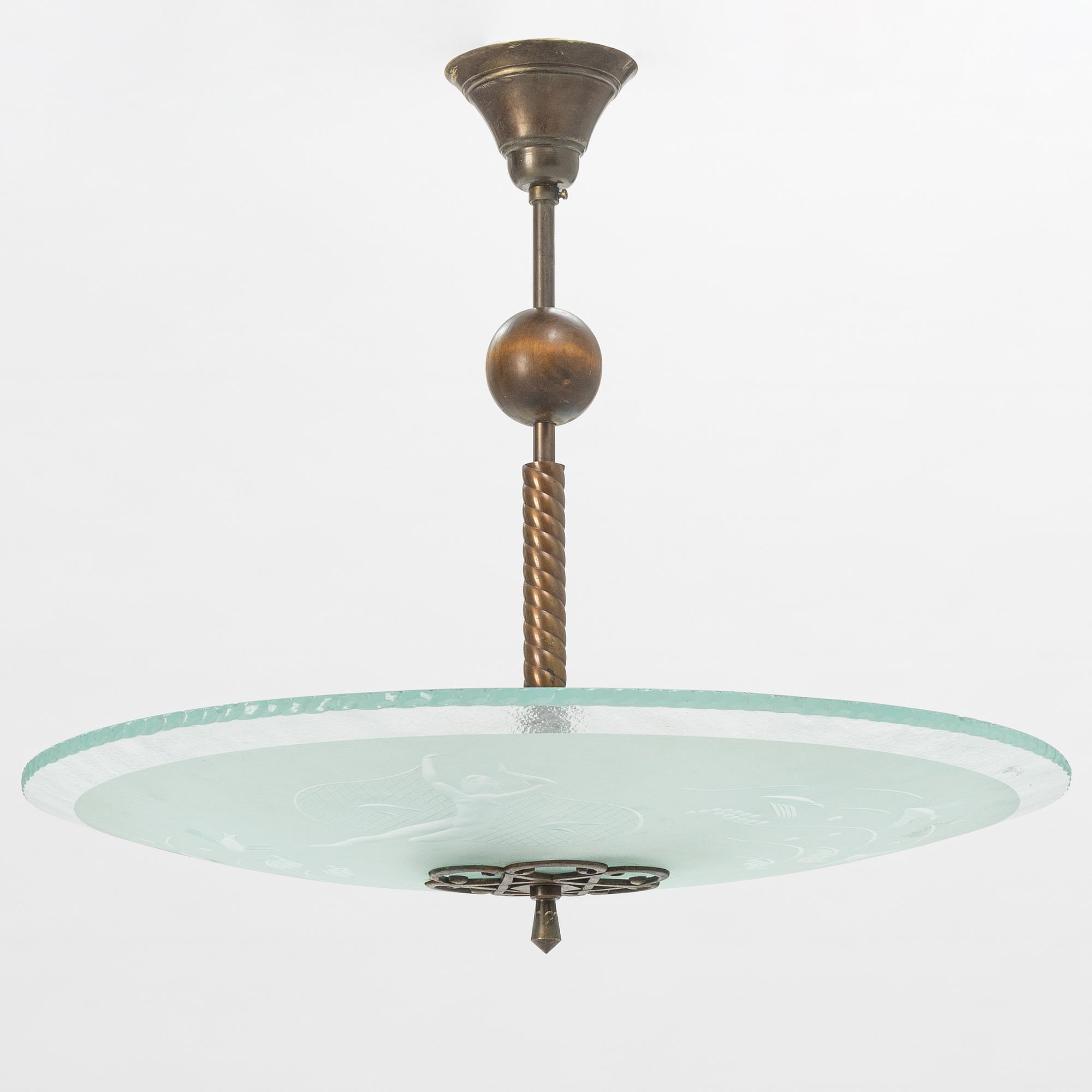 A Swedish Grace ceiling lamp, 1920's/30's.