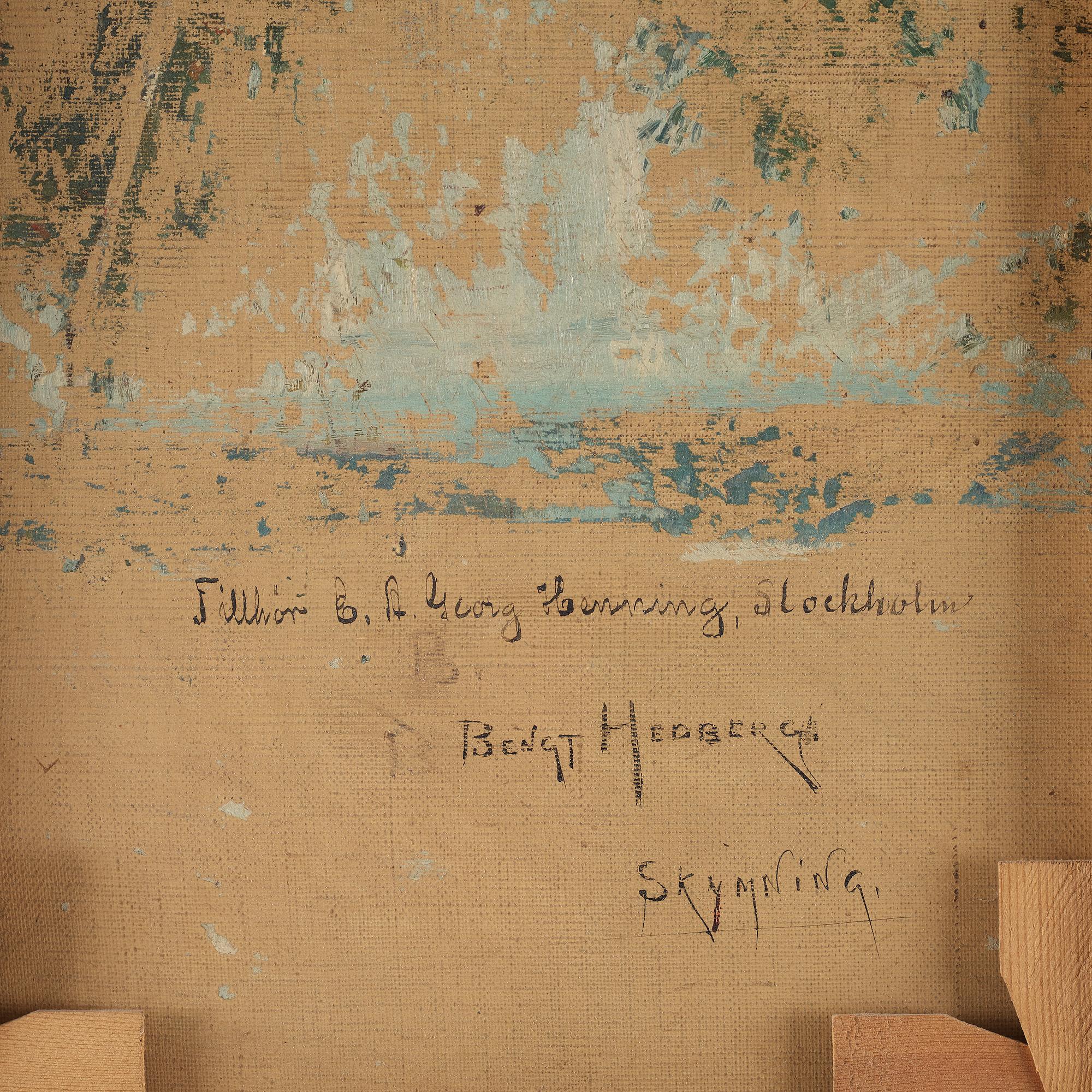 Bengt Hedberg, olja på duk. Signerad B. Hedberg och daterad nov -22.