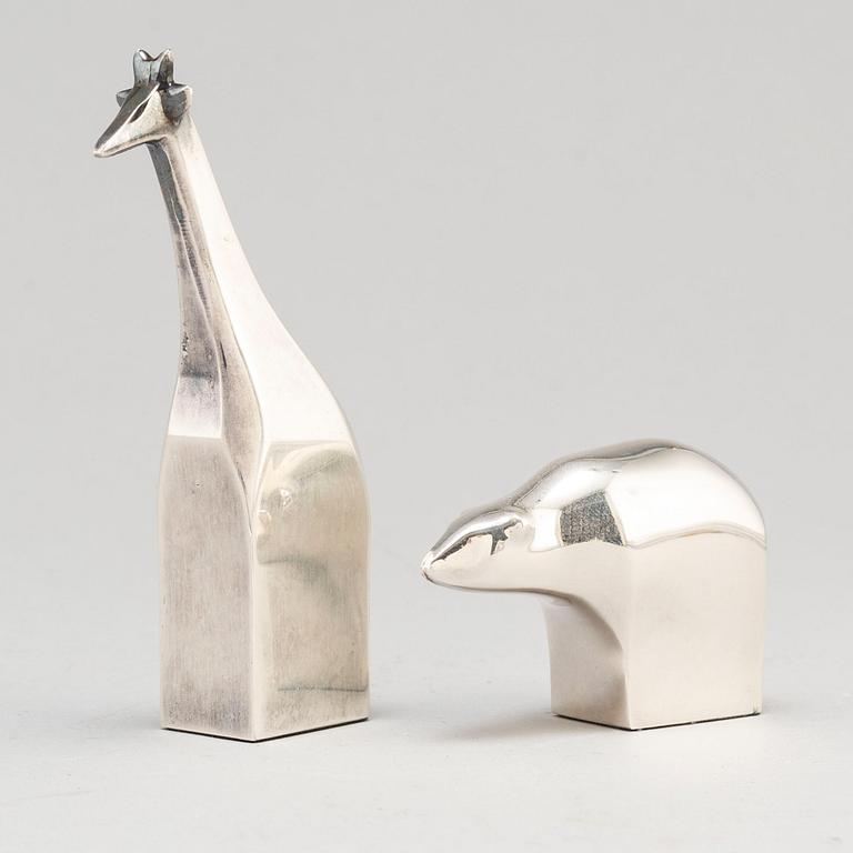 GUNNAR CYRÉN, two silverplated zinc figurines, Danish Design.