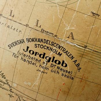 JORDGLOB, Svenska bokhandelscentralen, AB:s Stockholm, 1900-talets första hälft.