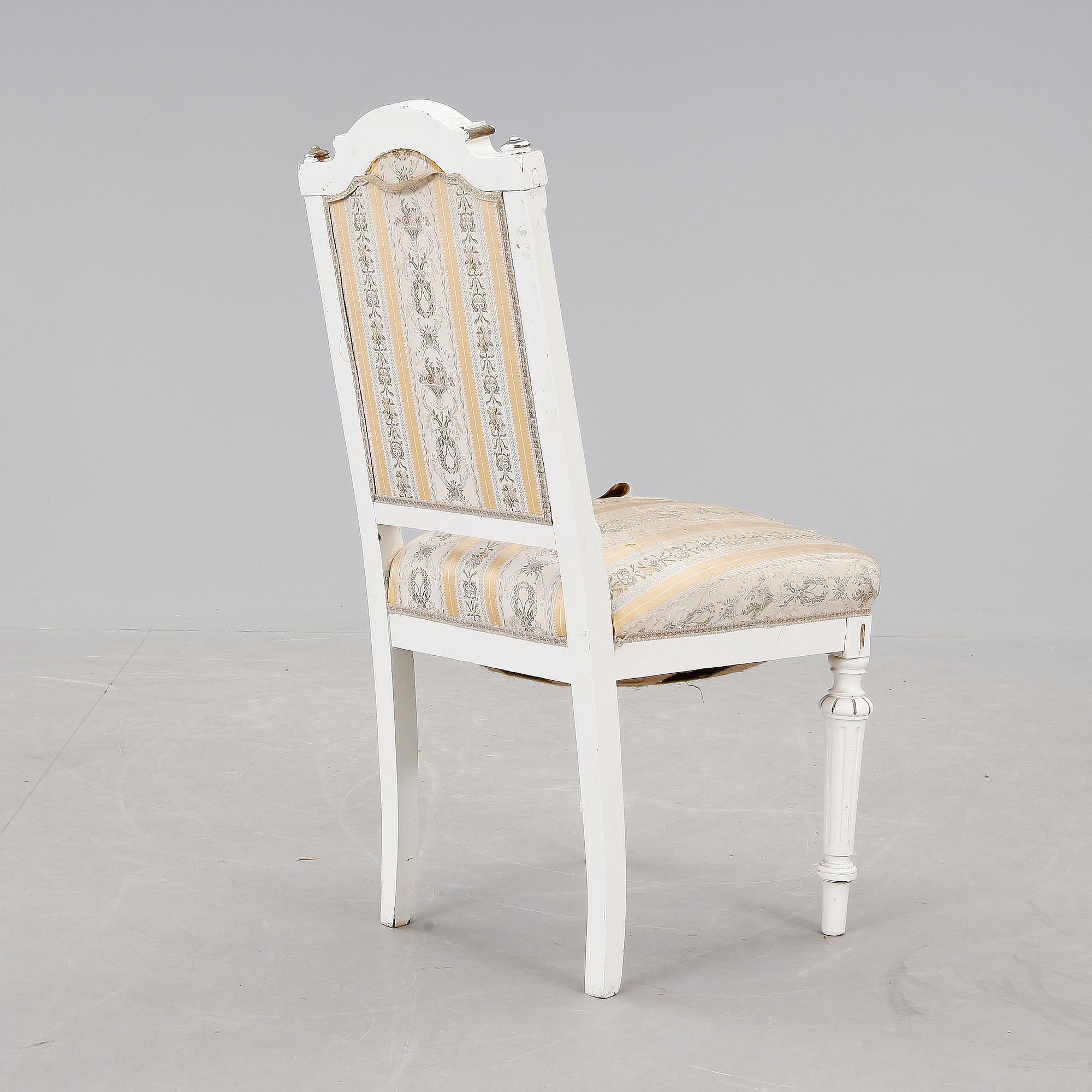 STOLAR, 3 st, nyrokoko, samt STOL, gustaviansk stil, 1800/1900-tal.