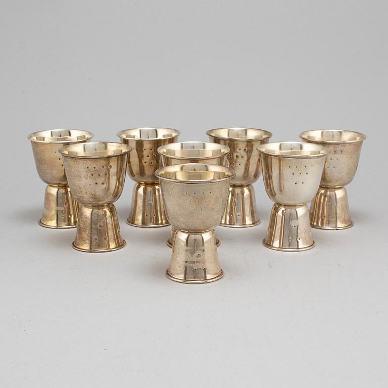 CODAN, bägare, 8 st, sterlingsilver. Mexiko, 1900-talets mitt.