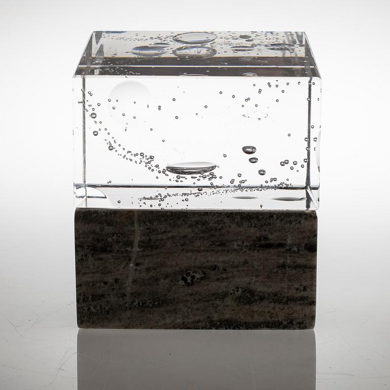 JAN JOHANSSON, sculpture, glass and marble, unique, Orrefors.