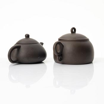 Tekannor, fem stycken, yixing, Kina, 1980/-90-tal.