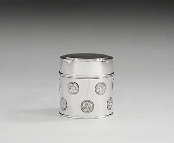 A W.A. Bolin sterling jar with cover, Stockholm 1952.