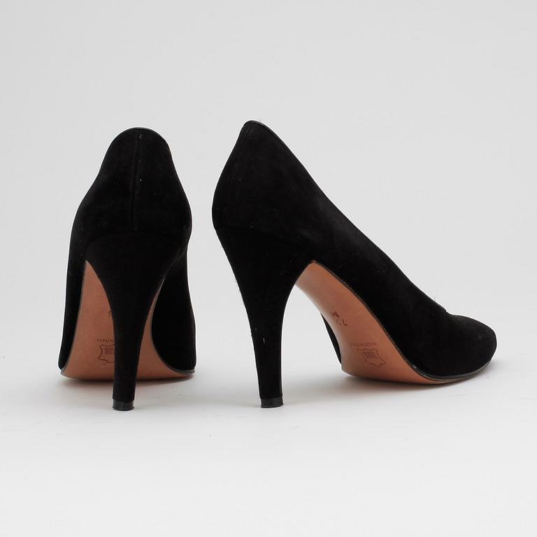 YVES SAINT LAURENT, a pair of black suede lady's shoes.