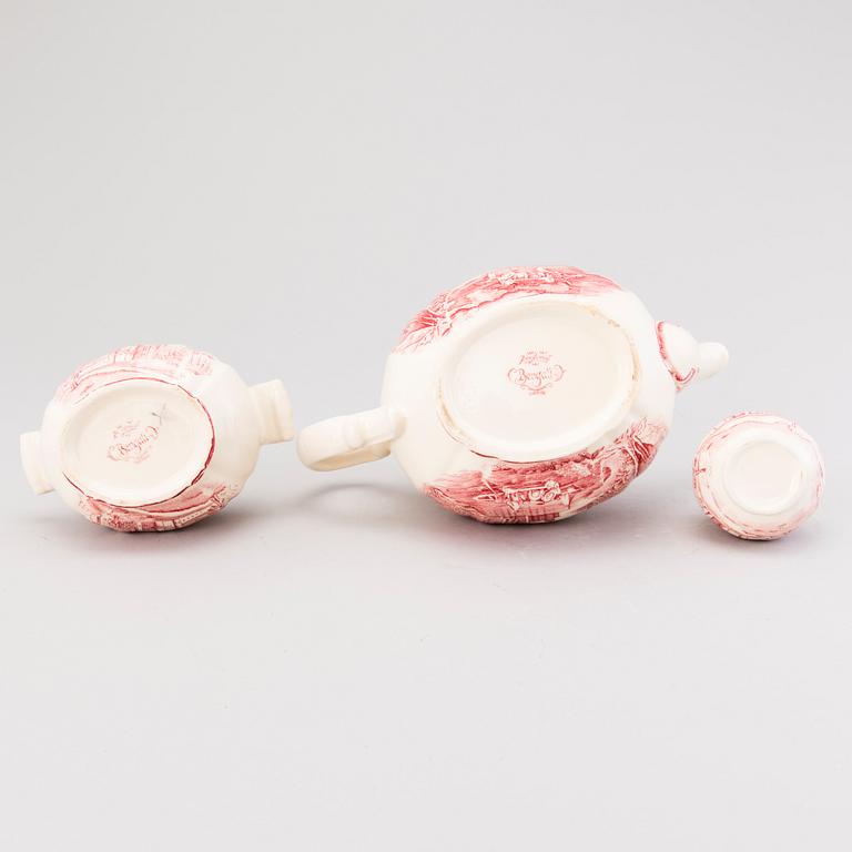 MATSERVIS, 157 delar, flintgods, "Bengali, röd", Rörstrand, 1940-tal.