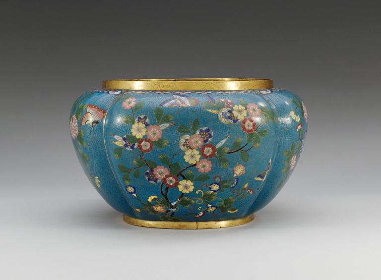 JARDINIÈRE, cloisonné, Qing dynastin, sen Qing dynasti, 1800-tal.