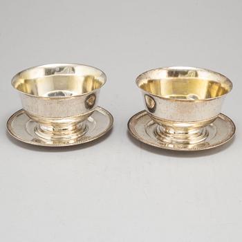 A pair of silver sauce bowls by Johan Petter Grönvall, Stockholm 1821.