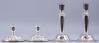 LJUSSTAKAR, två par, silver, bl. a. GAB 1964.