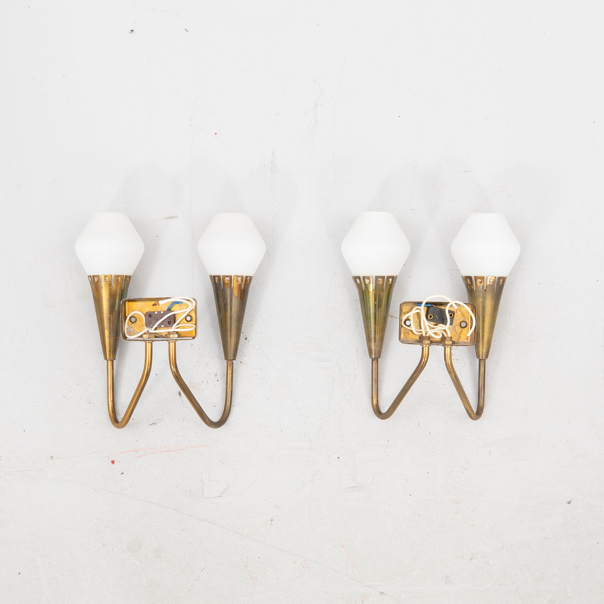 Harald Notini, pair of wall scones Böhlmarks 1950s.