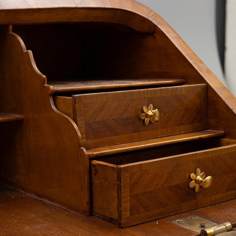A Swedish rococo parquetry secretaire, Stockholm, later part 18th century.