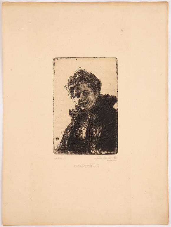 Anders Zorn, etsningar, 3 st, för Föreningen för Grafisk Konst, 1889, 1903.