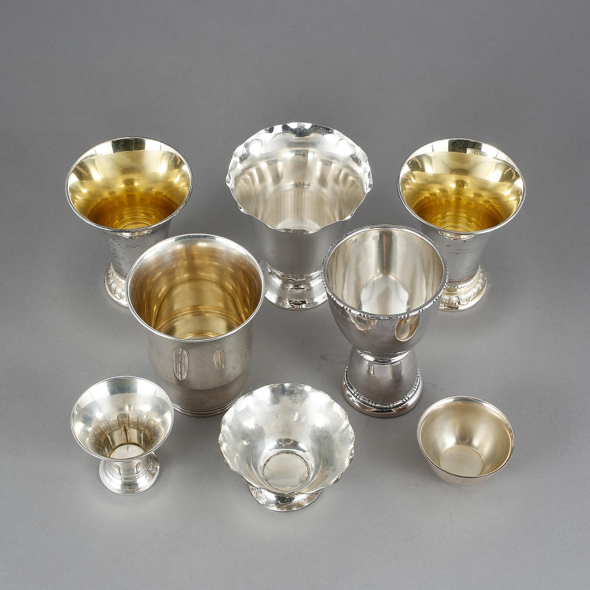 PARTI SILVERFÖREMÅL, 9 st, bla K. Anderson, 1900-tal. Tot ca 503 gram.