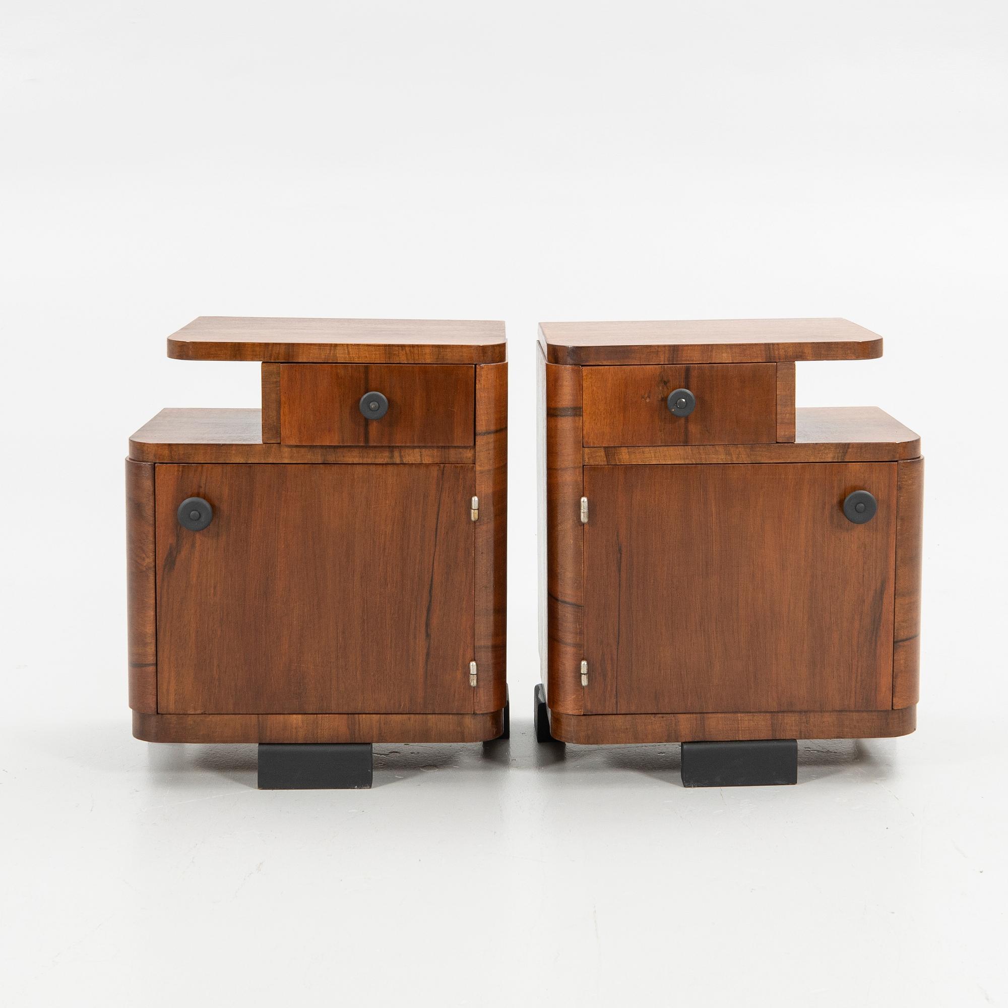 Nightstands, a pair, Art Deco, first half of the 20th century.